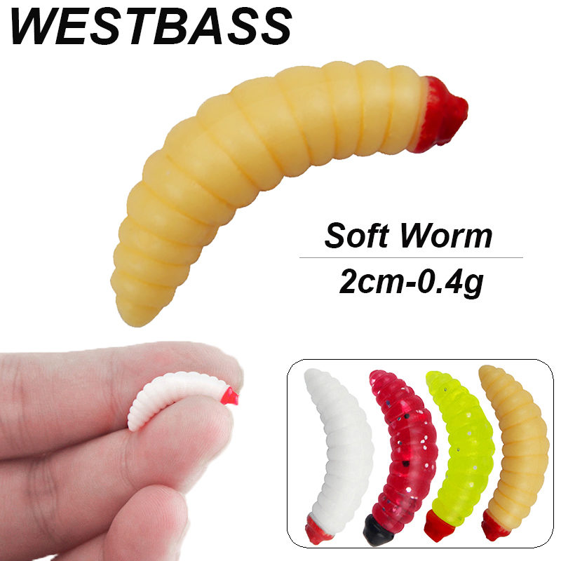 Fishing Lure Soft Plastic - WESTBASS 20/50PCS Weiche Larve Swimbait 2cm