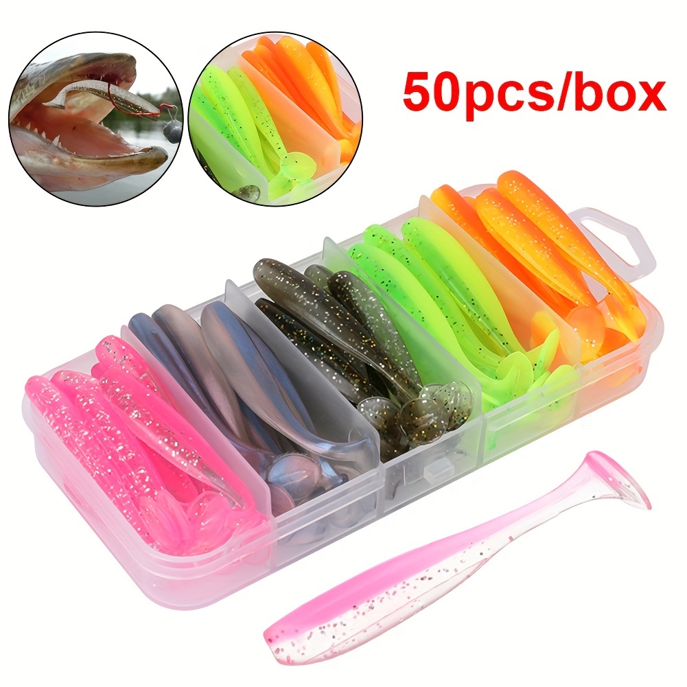 Fishing Lure Soft Plastic - 50 teile/schachtel Angeln Locken T Schwanz